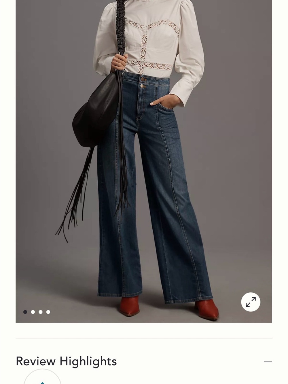 Pilcro Dark Blue Wide-Leg Jeans with High Waist